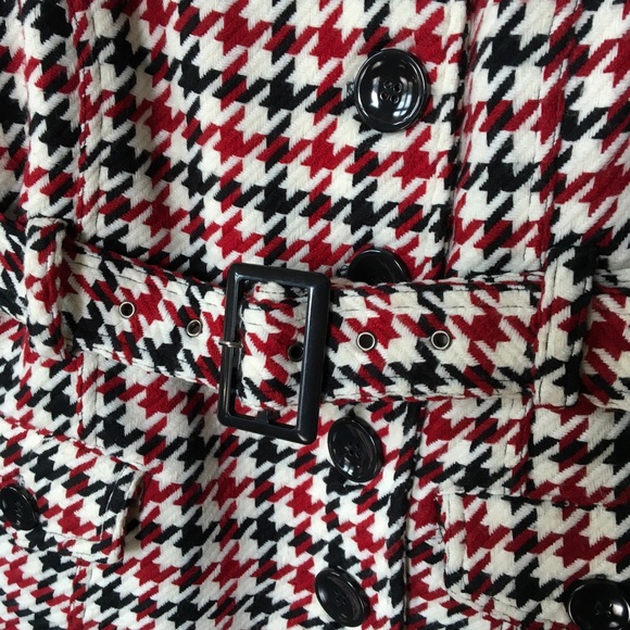 Black red white houndstooth plaid jacket, lots of great details - Picture 3 of 13